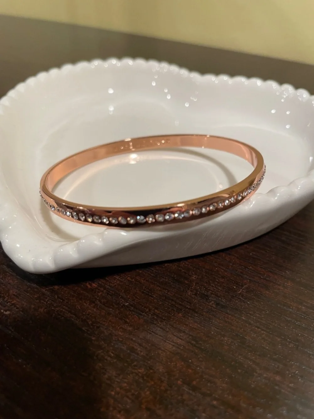 Kate Spade "Make Me Blush" Rose Gold Crystal Pavé Bangle Bracelet - Picture 5 of 8